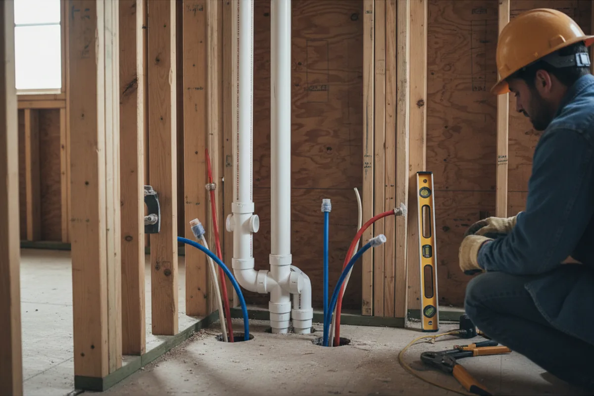 Drain and supply rough-in during Leak Detection in Cataumet